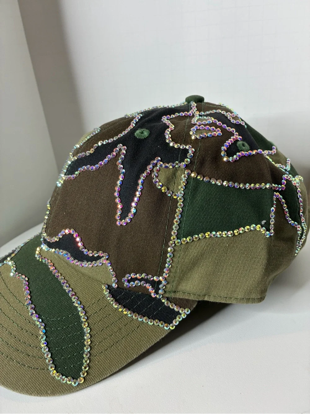Women Custom Rhinestone Camo Cap - Green